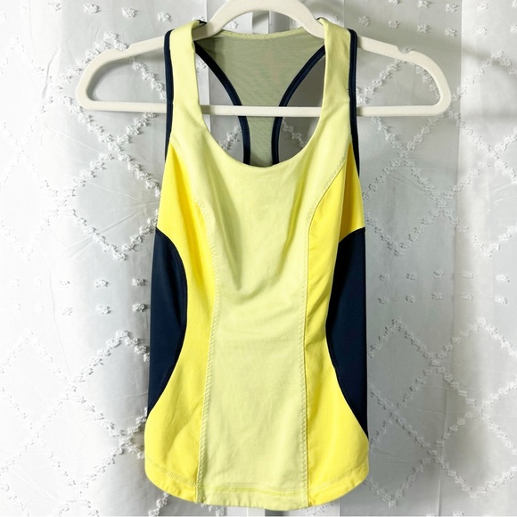 🥈 93. LULULEMON size 4 yellow blue cool racerback tank - Picture 1 of 8